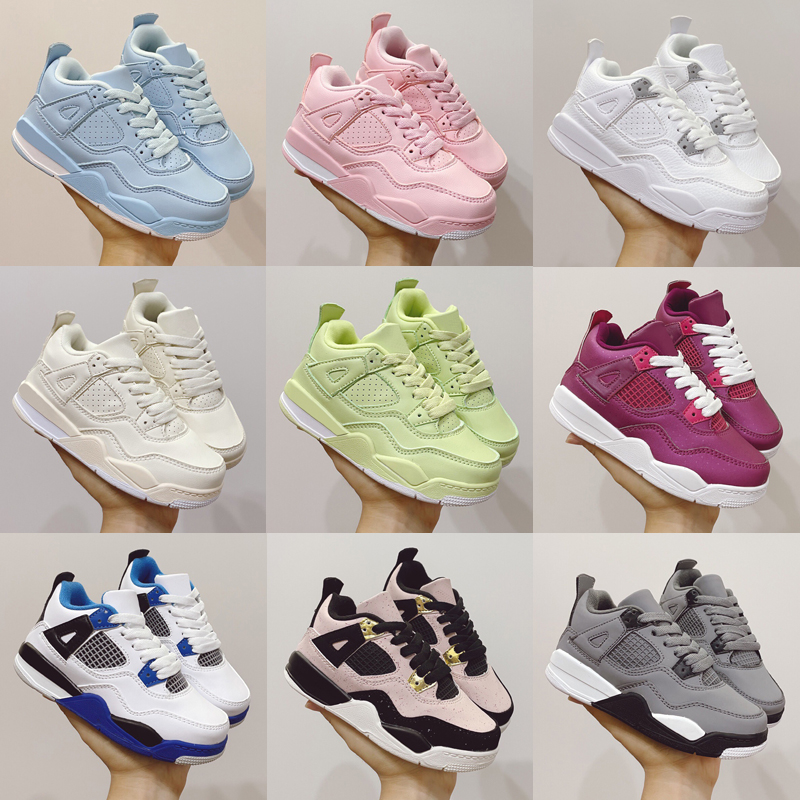 Kids Jumpman 4s Grey Pink IV Collaboration Basketball Bred Shoes Children Outdoor Sports Sneaker Sail Muslin Pure White Black 4 Athletic Size 22-35, As photo 9 
Kids Jumpman 4s Grey Pink IV Collaboration Basketball Bred Shoes Children Outdoor Sports Sneaker Sail Muslin Pure White Black 4 Athletic Size 22-35, As photo 9