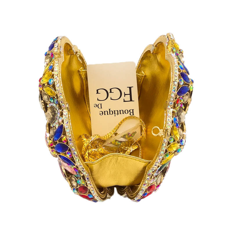 Circular Round Ladies Gold Crystal Evening Clutch Bag Rhinestones Bridal Wedding Clutches Purse Women Party Mini Dinner Handbags 220211