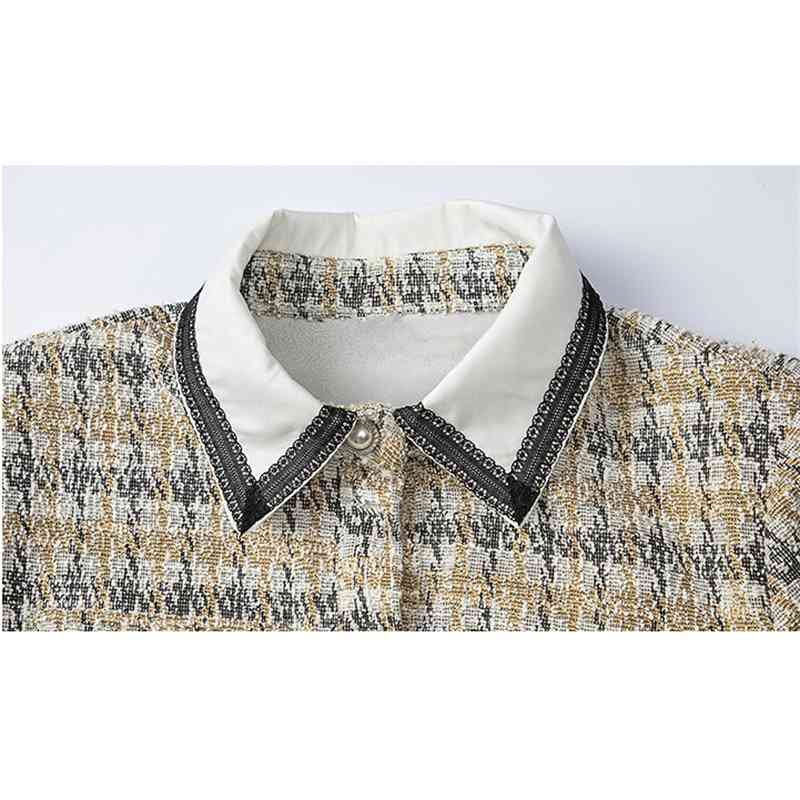 Fashion Elegant Women Woolen Tweed Dress Sexy Skinny Autumn Spring Long Sleeve Dresses Vestidos 210520