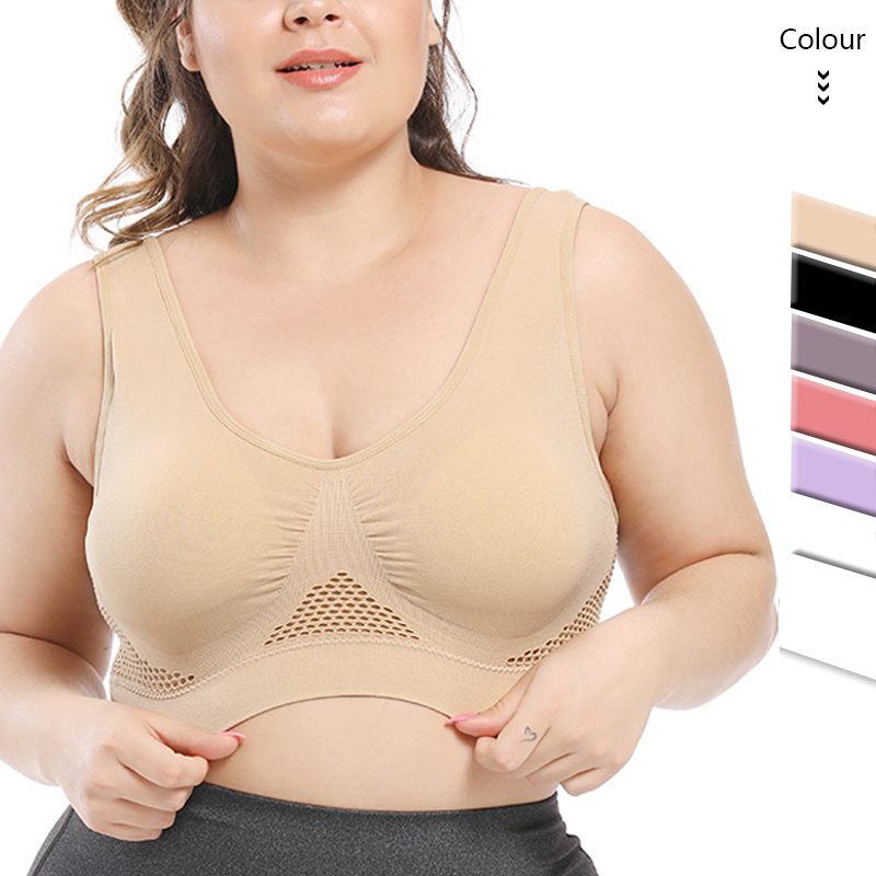 Plus Size Bra Seamless Vest Bra With Pads Big Size 5XL 6XL Push Up Bralette Bras For Women Vest Wireless Active Brassiere Bra 210515