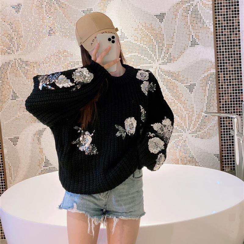 Women's Sweaters Runway Causal Knitted Pullover Autumn Winter Lantern Sleeve O-Neck Women Sweater Pull Femme Sequins Flowers Korean Clothes 1YN9, High neck 2
Women's Sweaters Runway Causal Knitted Pullover Autumn Winter Lantern Sleeve O-Neck Women Sweater Pull Femme Sequins Flowers Korean Clothes 1YN9, High neck 2