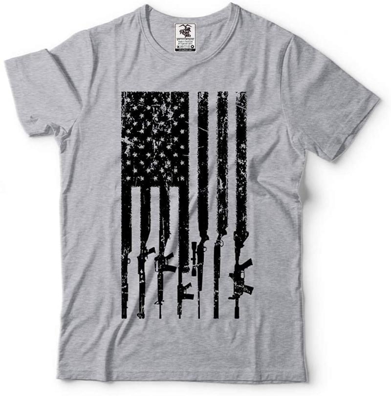 Men' T-Shirts 2nd Amendment Gun Flag T-Shirt Pro-Gun Right US 4th Of July, Multi