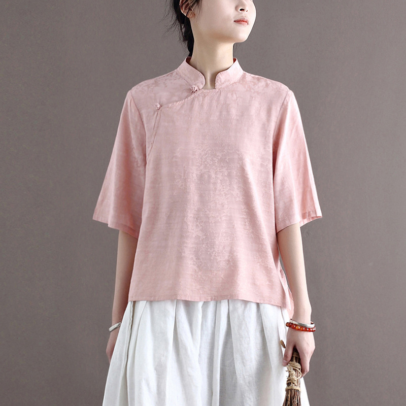 Johnature Summer Chinese Style Shirts And Tops For Women Stand Half Sleeve Blouses Jacquard Button Vintage Shirts 210521, White
Johnature Summer Chinese Style Shirts And Tops For Women Stand Half Sleeve Blouses Jacquard Button Vintage Shirts 210521, White