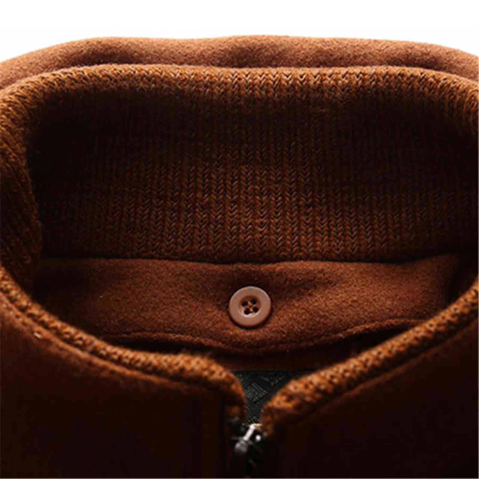 Riinr Autumn and Winter Double-collar Fashion Woolen Coat Men Large Size Windbreaker Men's Thickened Woolen Coat Woolen Coat Men 211122