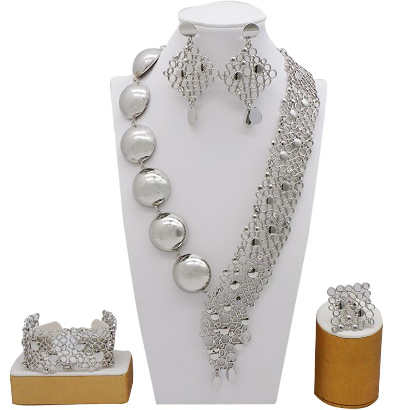 Earrings & Necklace 24K Luxury Dubai Jewelry Sets High Quality Silver Color Unique Design Wedding Long Bracelet Ring Set
Earrings & Necklace 24K Luxury Dubai Jewelry Sets High Quality Silver Color Unique Design Wedding Long Bracelet Ring Set