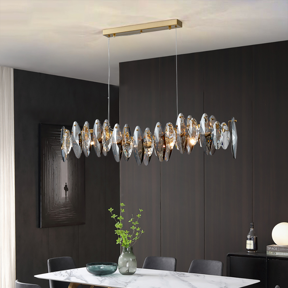 modern crystal chandelier for living room round/wave design hanging cristal lustre gold island dining room light fixture