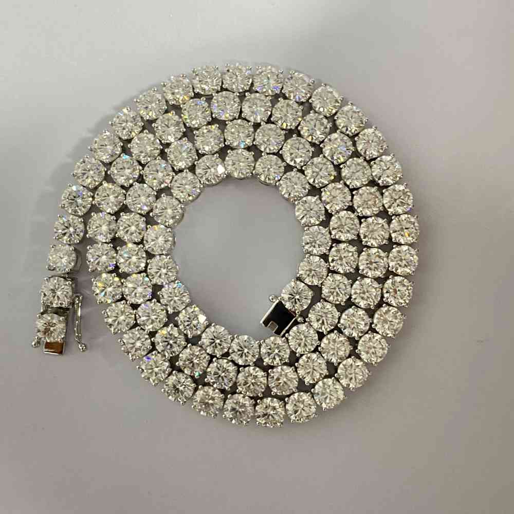 Meisidian Sterg Sier Iced Out Moissanite Dia Tennis Necklace Jewelry for Mens X0509