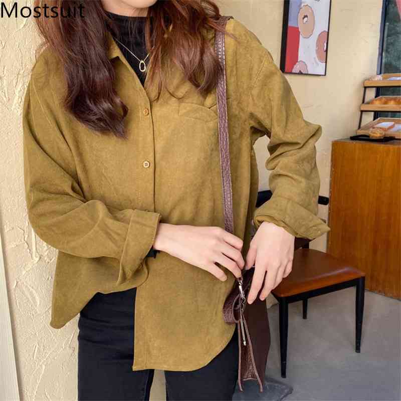 Korean Casual Solid Blouses Shirts Women Long Sleeve Turn-down Collar Pocket Vintage Fashion Loose Tops Femme 210518, Yellow
Korean Casual Solid Blouses Shirts Women Long Sleeve Turn-down Collar Pocket Vintage Fashion Loose Tops Femme 210518, Yellow