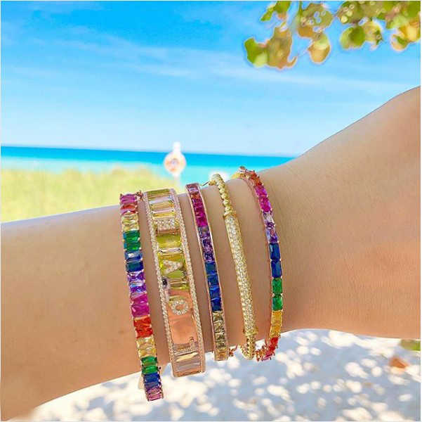 Rainbow Baguette Cz Cuff Bangle Bracelet for Women Luxury Gorgeous Women Multi Piece Stacking Cz Band Bangles Q0720
Rainbow Baguette Cz Cuff Bangle Bracelet for Women Luxury Gorgeous Women Multi Piece Stacking Cz Band Bangles Q0720