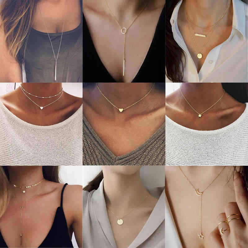 Bohemian Tiny Heart Star for Women Short Chain Coin Bar Moon Pendant Gift Choker Necklace, Silver
Bohemian Tiny Heart Star for Women Short Chain Coin Bar Moon Pendant Gift Choker Necklace, Silver