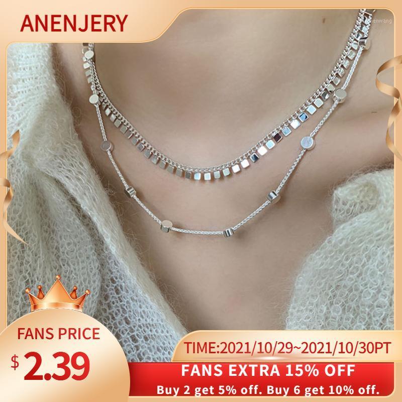 Chains ANENJERY 925 Sterling Silver Square Disc Tassel Necklace For Women All-Match Fashion Clavicle Chain Design
Chains ANENJERY 925 Sterling Silver Square Disc Tassel Necklace For Women All-Match Fashion Clavicle Chain Design