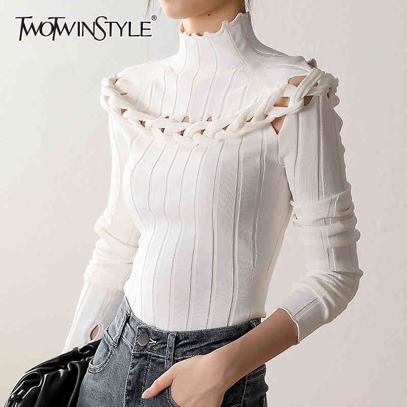 Slim Twist Kink Sweater For Women Turtleneck Long Sleeve Hollow Out Sexy Knitted Tops Female Fashion Clothing 210524, White
Slim Twist Kink Sweater For Women Turtleneck Long Sleeve Hollow Out Sexy Knitted Tops Female Fashion Clothing 210524, White