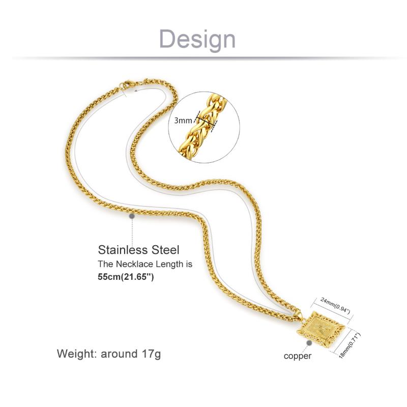 Pendant Necklaces Copper 26 Capital A-Z Letter Square Necklace For Women Men Gold Color Alphabet Initial Chain Name Jewelry Gift