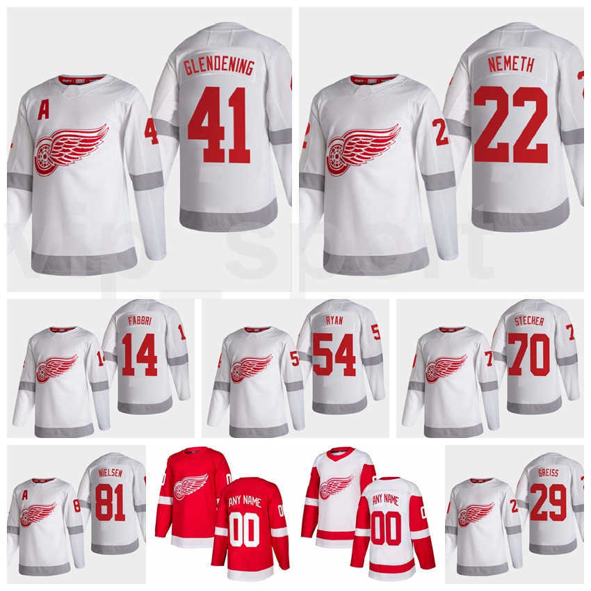Reverse Retro Detroit Red Wings Hockey Jersey Men 8 Lucas Raymond 41 Luke Glendening 22 Patrik Nemeth 81 Frans Nielsen William Wallinder, White
Reverse Retro Detroit Red Wings Hockey Jersey Men 8 Lucas Raymond 41 Luke Glendening 22 Patrik Nemeth 81 Frans Nielsen William Wallinder, White