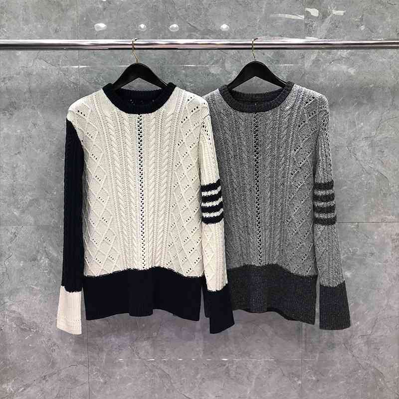 tees Fashion TB THOM Brand Sweaters Men Women Slim O-Neck Patchwork Pullovers Clothing Striped Wool Thick Winter Casual Coat, White
tees Fashion TB THOM Brand Sweaters Men Women Slim O-Neck Patchwork Pullovers Clothing Striped Wool Thick Winter Casual Coat, White