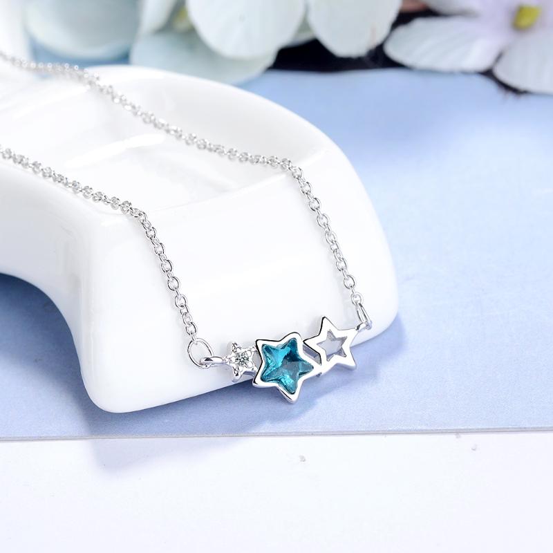 Pendant Necklaces Blue Star Necklace Hollow Five-pointed Women's Sterling Silver Chain 2021 Christmas Jewelry
Pendant Necklaces Blue Star Necklace Hollow Five-pointed Women's Sterling Silver Chain 2021 Christmas Jewelry