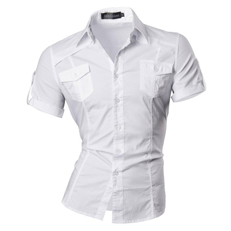 jeansian Men's Summer Short Sleeve Casual Dress Shirts Fashion Stylish 8360 220309