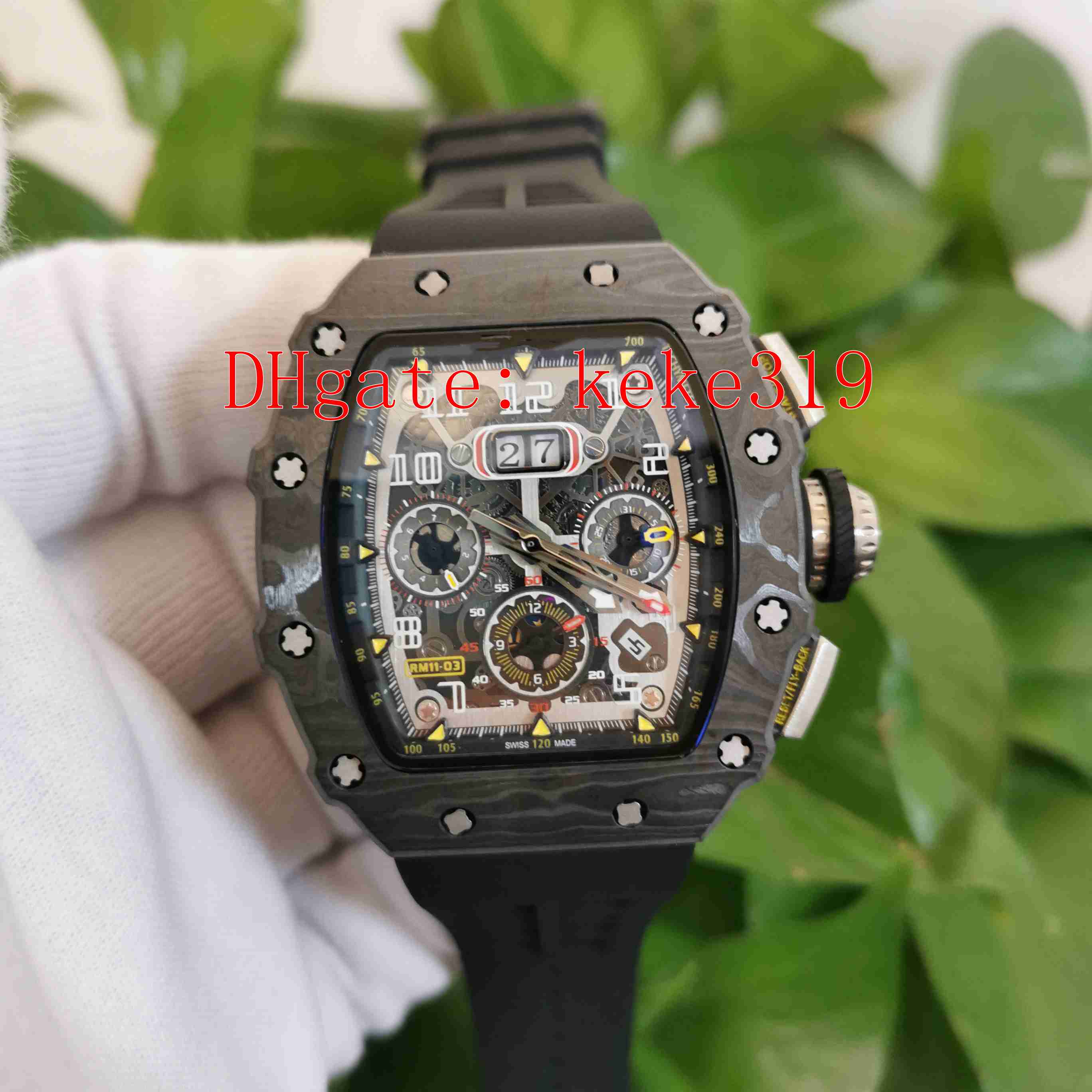 Classic Sapphire Unisex Wristwatches Watches 50mm x 44mm RM11-03 RM 11 McLaren Carbon Fiber Black Rubber Bands Transparent Mechanical Automatic Mens Men Watch, No box papers
Classic Sapphire Unisex Wristwatches Watches 50mm x 44mm RM11-03 RM 11 McLaren Carbon Fiber Black Rubber Bands Transparent Mechanical Automatic Mens Men Watch, No box papers