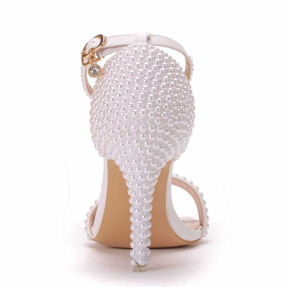 Crystal Queen Bride Wedding Shoes Fashion White Woman Ankle Strap Party Dress Sandals Open Toe High Heels Pumps Female 210910