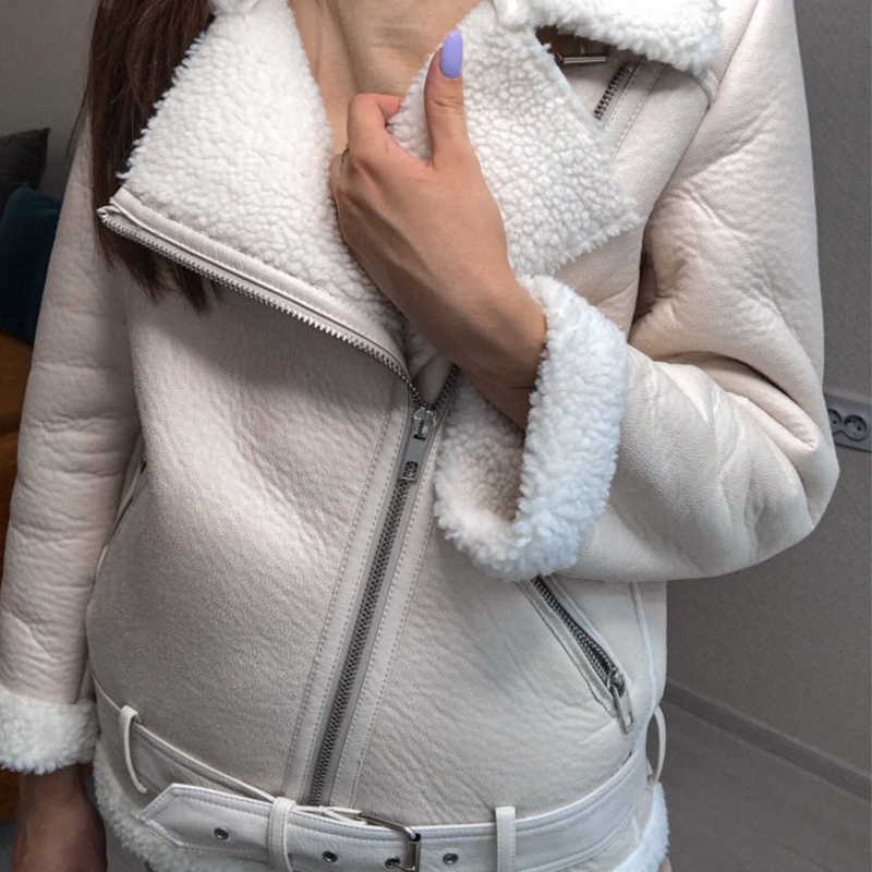 LY VAREY LIN Autumn Winter Lapel Long Sleeve Women Coat Loose Fit Black Pu Leather Thick Big Size Jacket 210526