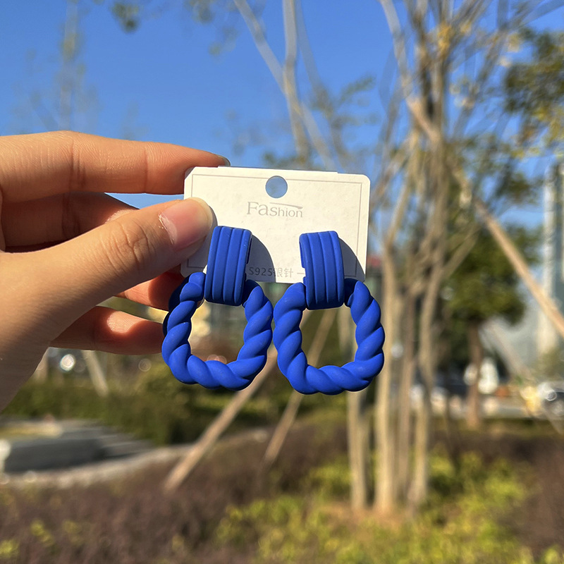 Blue Geometric Acrylic Dangle Earring High Grade Women Gift Earrings Jewelry