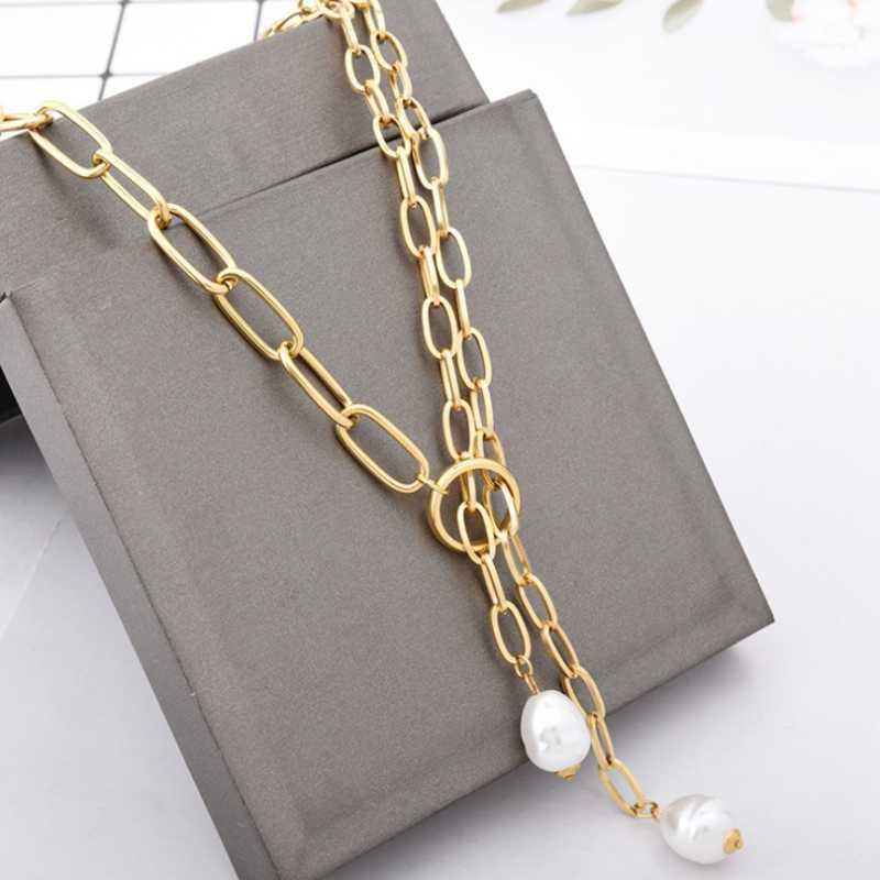 Chains 316L Stainless Steel Pearl Tassel Pendant Geometry Charm Thick Chain Choker Necklace For Women Fashion Fine Jewelry SAN725
Chains 316L Stainless Steel Pearl Tassel Pendant Geometry Charm Thick Chain Choker Necklace For Women Fashion Fine Jewelry SAN725