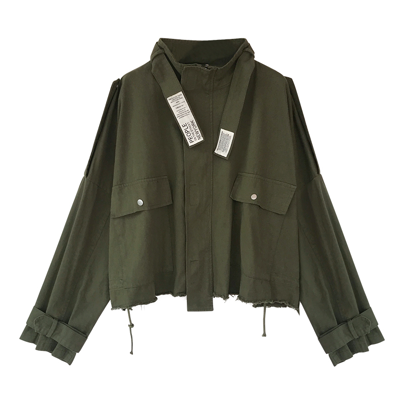 Comelsexy Spring Autumn Windbreaker Long Sleeve Turn-down Collar Loose Tooling Jacket Long-sleeved Thin Casual Tops 210515