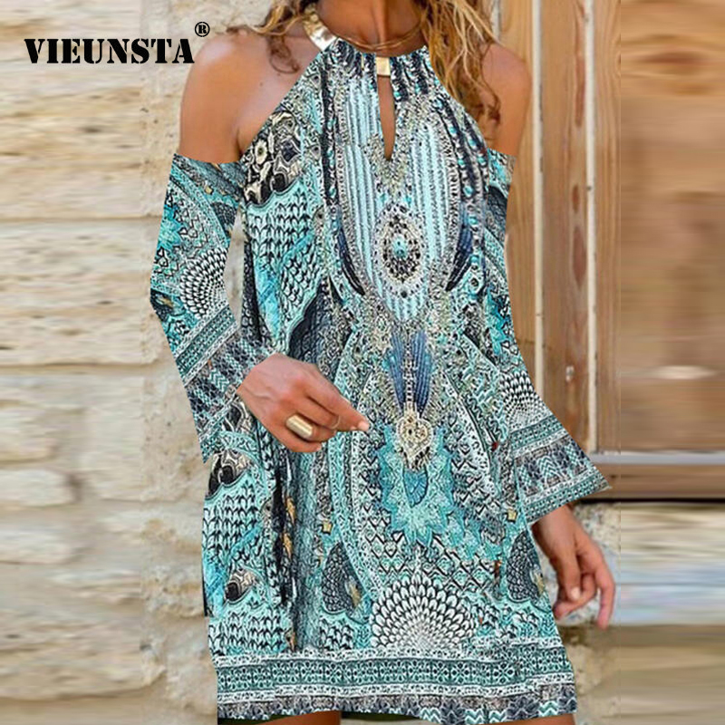 Women Sexy Halter Off Shoulder Boho Dress Autumn Batwing Long Sleeve A-Line Party Dress Elegant Vintage Floral Print Mini Dress, 01 sky blue
Women Sexy Halter Off Shoulder Boho Dress Autumn Batwing Long Sleeve A-Line Party Dress Elegant Vintage Floral Print Mini Dress, 01 sky blue