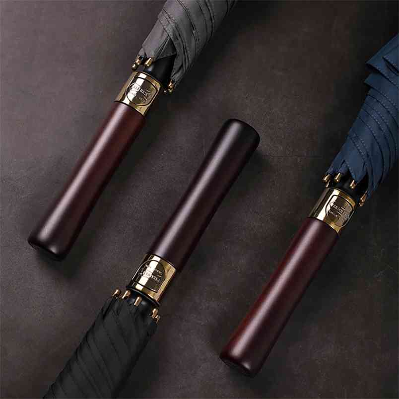 Parachase 132cm Big Umbrella Men Business Strong Long Handle Rain Women Windproof Stick Golf Large s Wooden 8K 210721