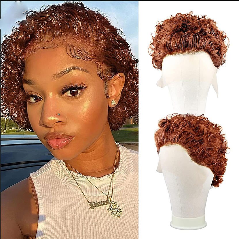 13x1 Pixie Curl Short Bob Lace Wigs Color #350 Brazilian Human Hair For Black Women High, Black;brown
13x1 Pixie Curl Short Bob Lace Wigs Color #350 Brazilian Human Hair For Black Women High, Black;brown