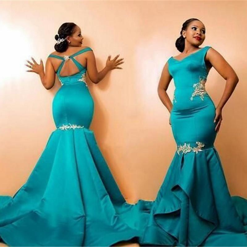 Plus Size Mermaid Evening V-neck Ruffle Satin Bridesmaid Dresses for Wedding Guest Prom Party