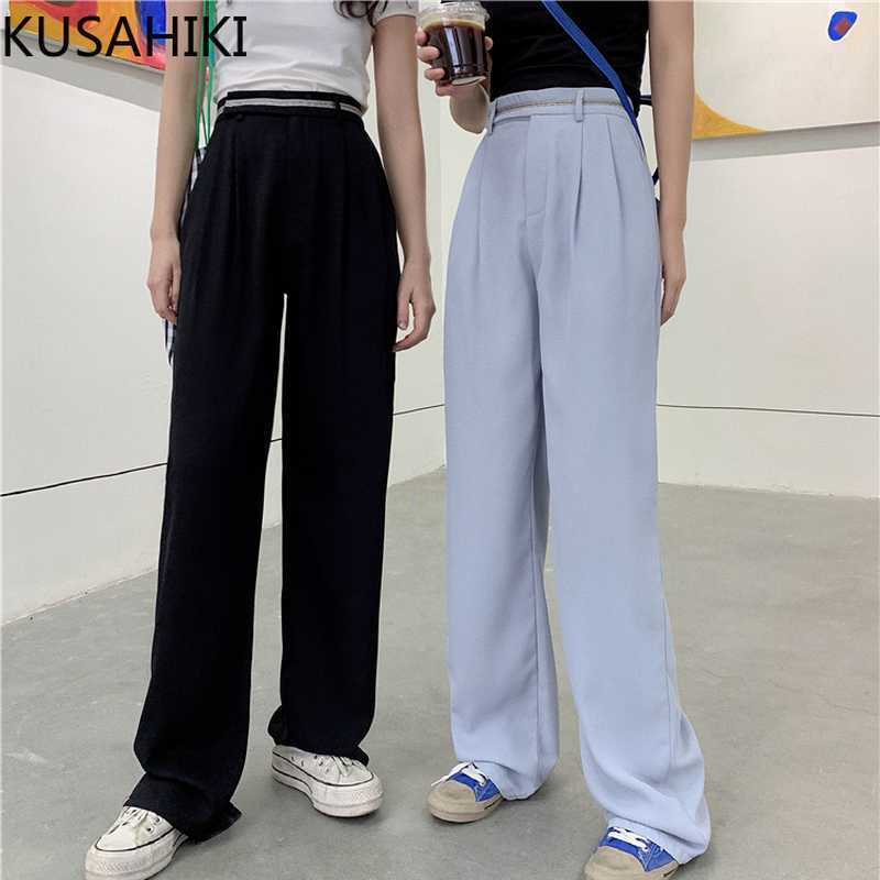 Woman Pants Spring Summer Korean High Waist Long Trousers Causal Solid Elegant Straight Pantalones 6G090 210603