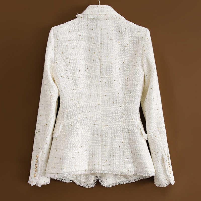 Temperament Ladies Jacket Tweed Suit Double-breasted High-quality Slim Is Thin And Women 210930