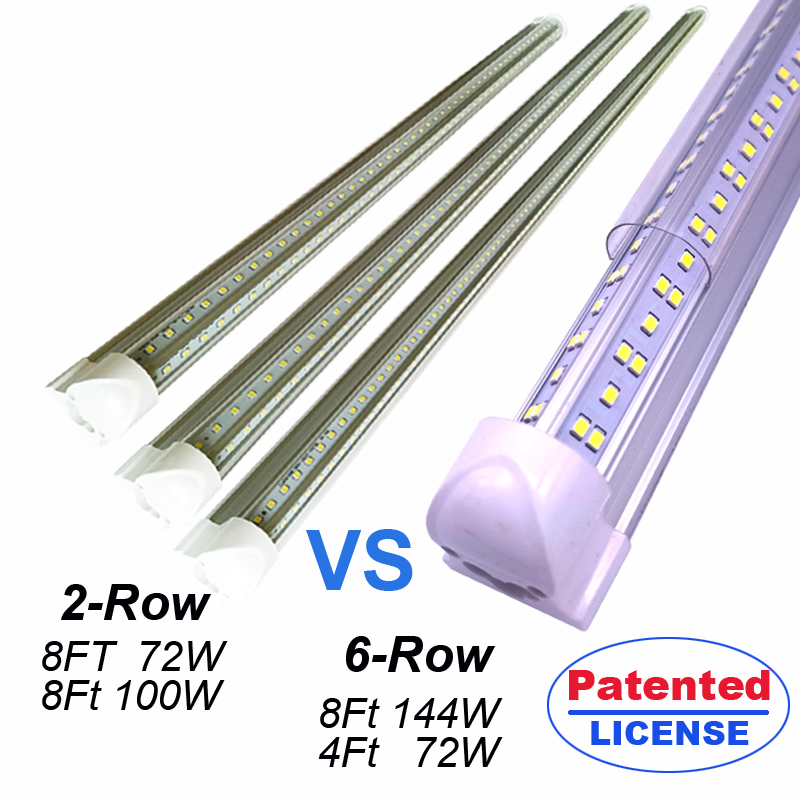 8Ft Led Tube Shop Lights 8 feet Cooler Door Freezer LEDS Tubes Lighting Fixture 4 Row 144W