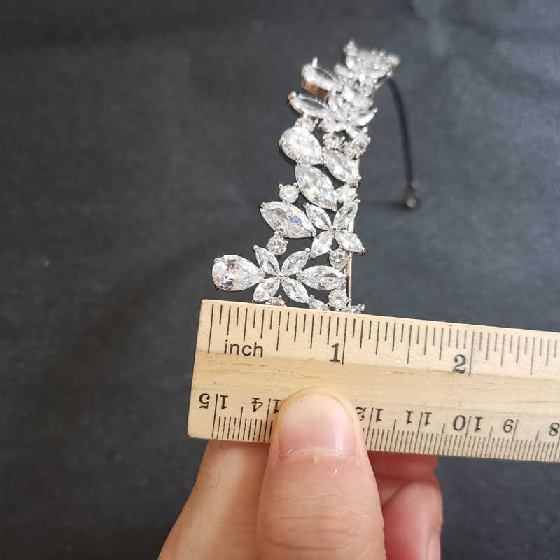 SLBRIDAL Gorgeous Cubic Zircon Wedding Tiara CZ Bridal Headband Queen Princess Pageant Party Crown Bridesmaids Women Jewelry X0625