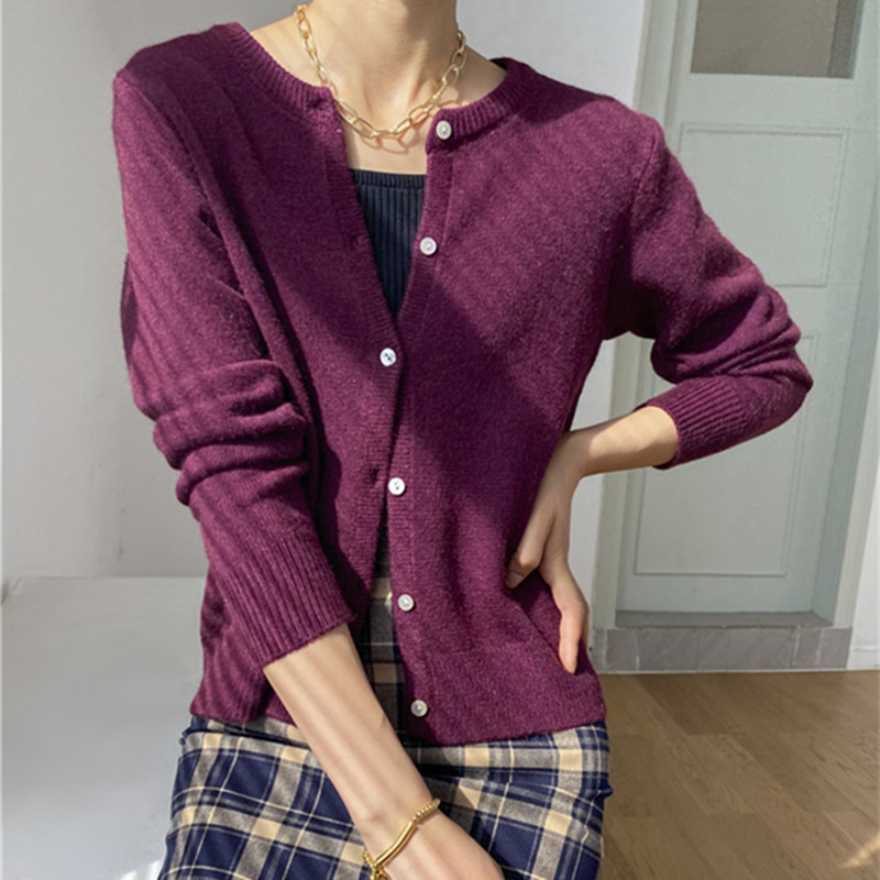 Single-breasted Sweaters Autumn Knitwear Tops Women OL Long Sleeve Loose Knitted Cardigan Sweater Coat 6 Colors 210421