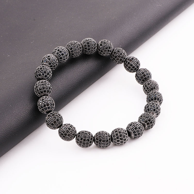 Punk Style Men Women Bracelet 10MM CZ Pave Ball Luxury Elastic Jewelry Gift Valentine's Day Holiday Christmas