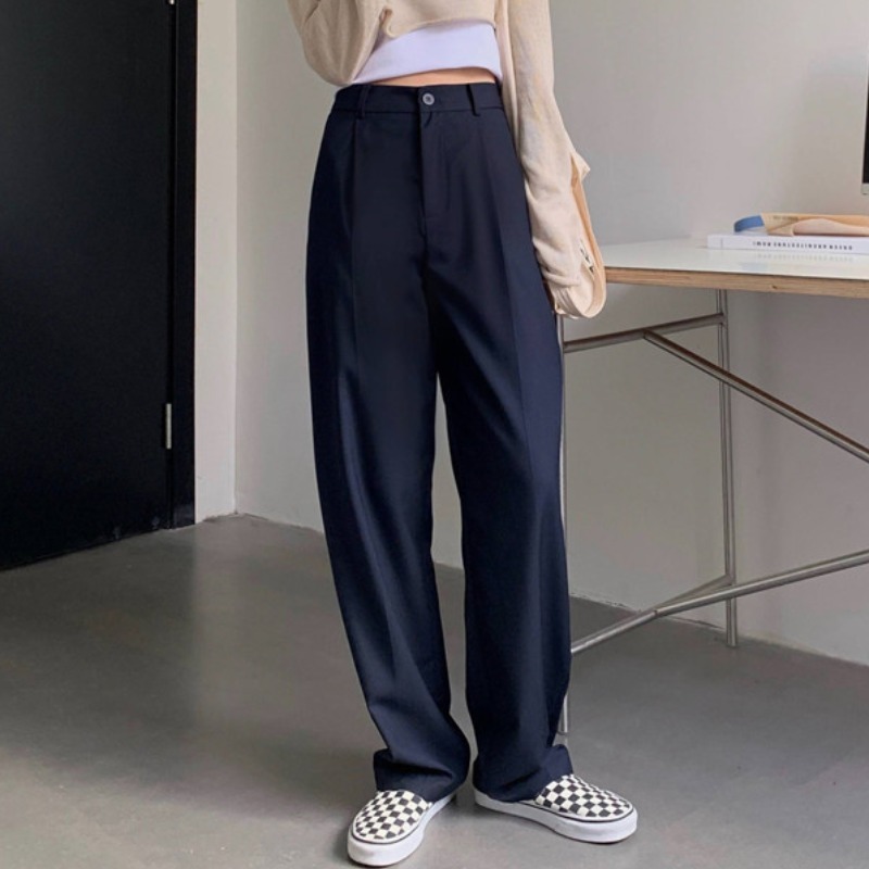Nomikuma Suit Pants Korean High Waist Long Women Trousers Autumn New Solid Elegant Straight Pants Mujer Pantalones 6C319 210427