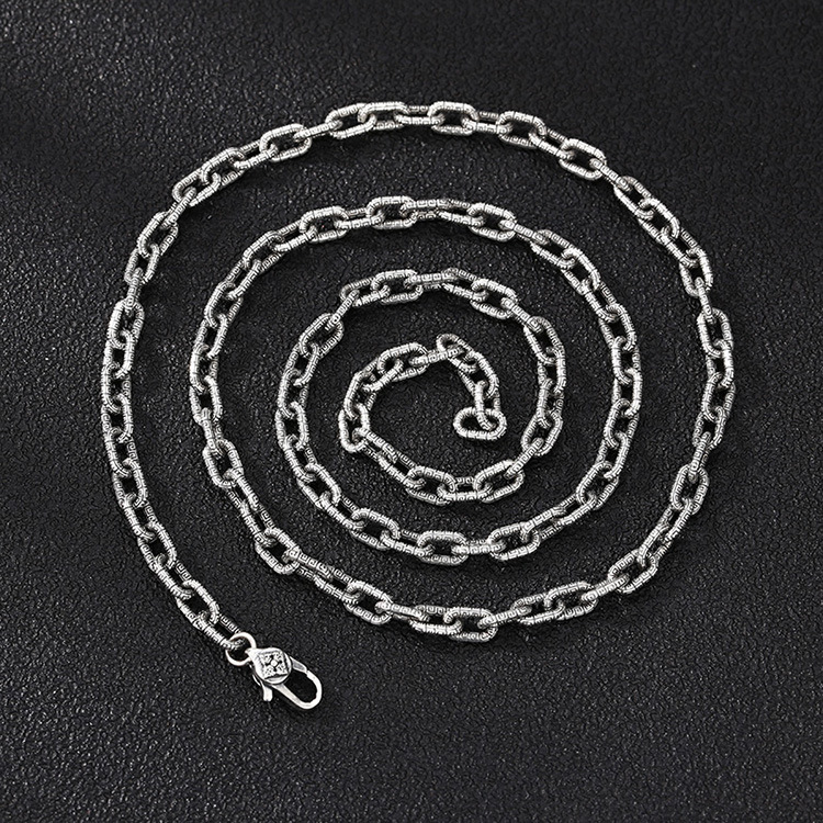 925 sterling silver ball textured link chain men's necklaces American European Hip-hop handmade designer punk gothic antique luxury jewelry acces