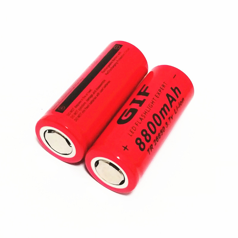 GIF 26650 Lithium Battery 8800mAh 3.7V Rechargeable lithium battery for T6 flashlight headlamp toy battery 4.2v factory direct supply
