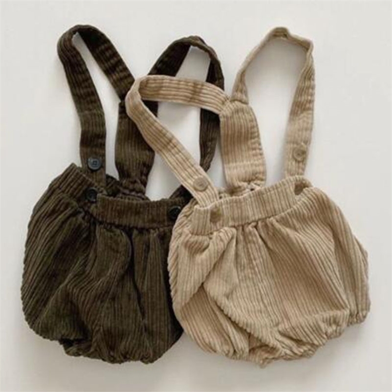 0-2Yrs Infant Baby Boys Girls Corduroy Braces Rompers Clothing Spring Autumn Kids Boy Girl Clothes 210521