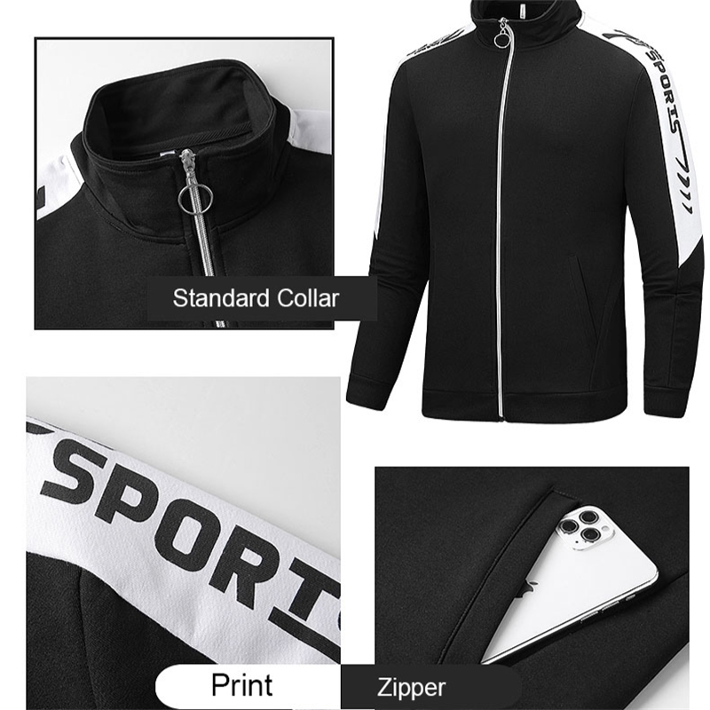 High Collar Jacket Men Running Sport Jacket for Men Windbreaker Clothing Long Sleeve Zipper Printed Letter Clothes Pull Homme 210601