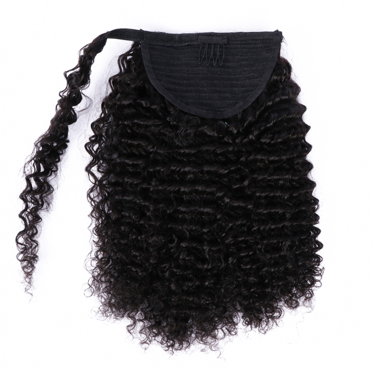 Hot Sell Human Hair Ponytail Extensions long simple braided hairstyle Curly Ponytails Wrap Drawstring real Hairs Natural Color With Clip Ins 18inch 14