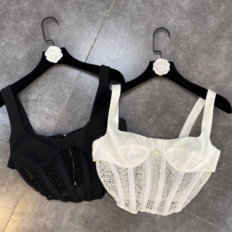 Spring Arrivals Solid Color Stitching Lace Mesh Fishbone Waist Sling Vest MZ620 210525, Black
Spring Arrivals Solid Color Stitching Lace Mesh Fishbone Waist Sling Vest MZ620 210525, Black
