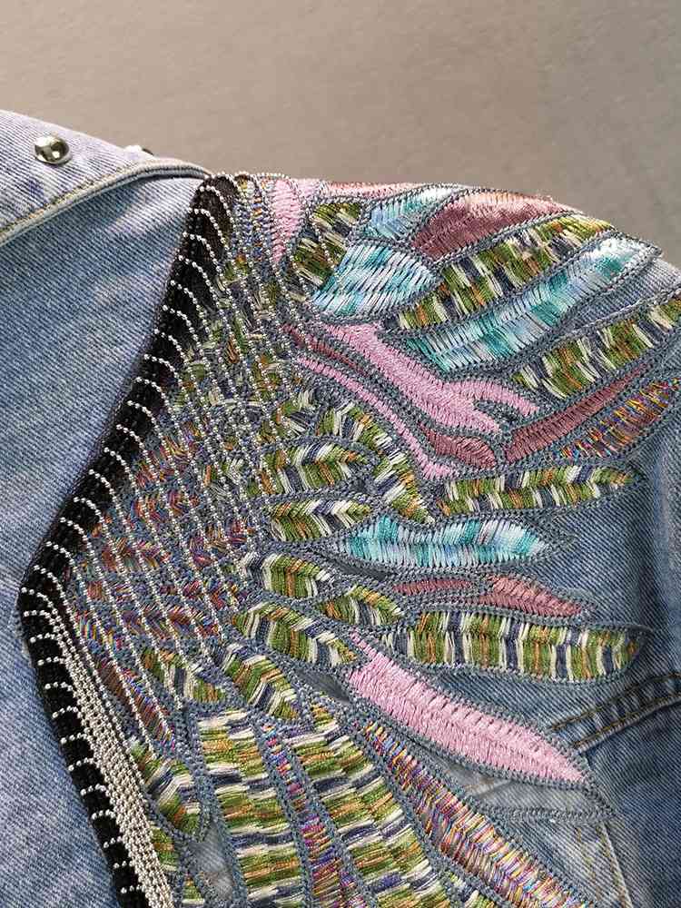 Denim Jacket Women's Fashion Spring Autumn New Loose Slim Wings Embroidered Tassel Full Top 210421