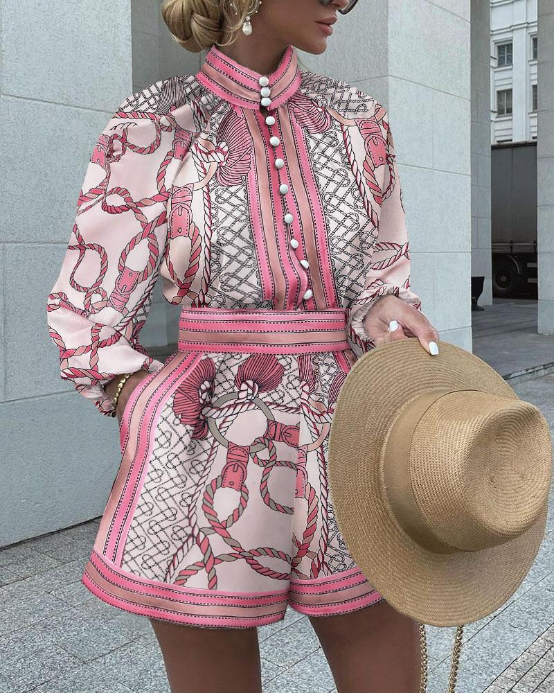 Women' Tracksuits Fashion Two-piece Suit Women Shorts Floral Print Button Front Long Sleeve Top & Set, Pink
Women' Tracksuits Fashion Two-piece Suit Women Shorts Floral Print Button Front Long Sleeve Top & Set, Pink
