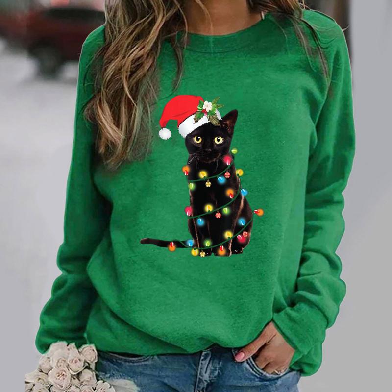 40#Women' Sweaters Christmas Cat Print Letter O Neck Pullover Long Sleeve Casual Loose Elegant Daily Winter Tops Women, Gray
40#Women' Sweaters Christmas Cat Print Letter O Neck Pullover Long Sleeve Casual Loose Elegant Daily Winter Tops Women, Gray