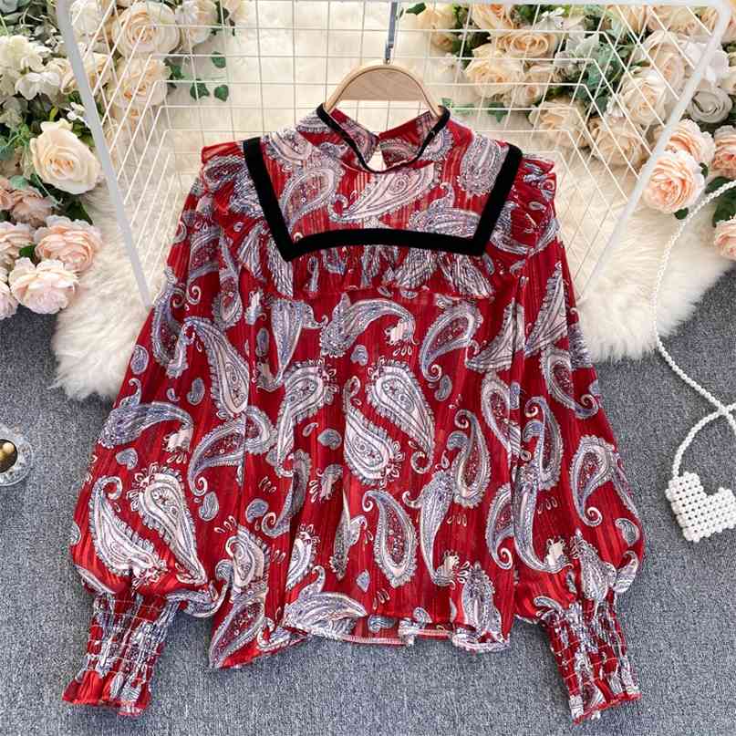 sweet ladies floral print blouse women's shirt stand collar puff sleeve chiffon spring summer holiday beach 210603, Apricot
sweet ladies floral print blouse women's shirt stand collar puff sleeve chiffon spring summer holiday beach 210603, Apricot
