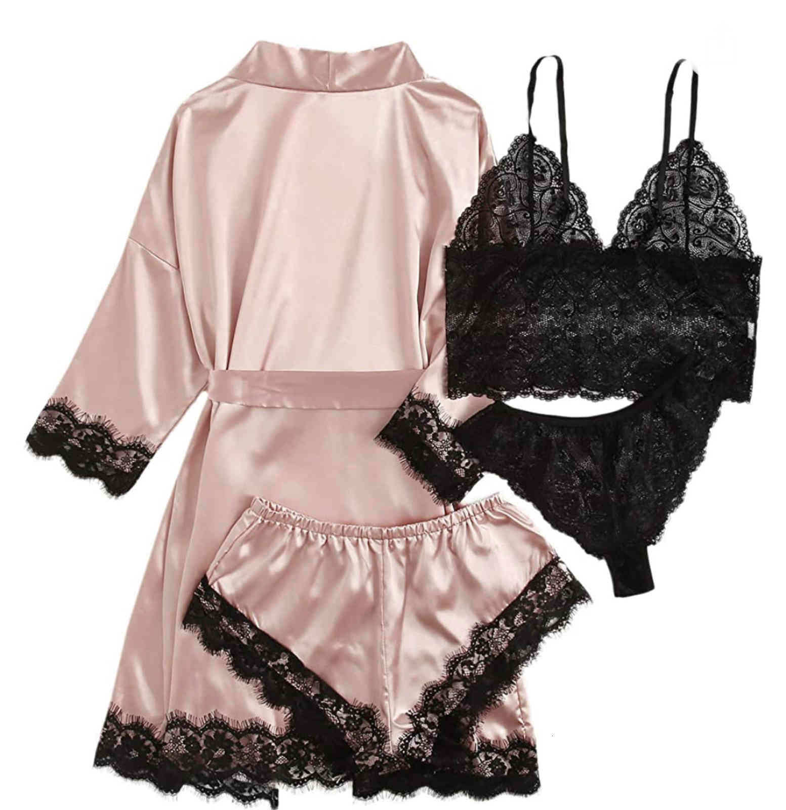 Satin Pamas for Women - Sexy Lace Ladies Home Service Suits, Casual Sleepwear