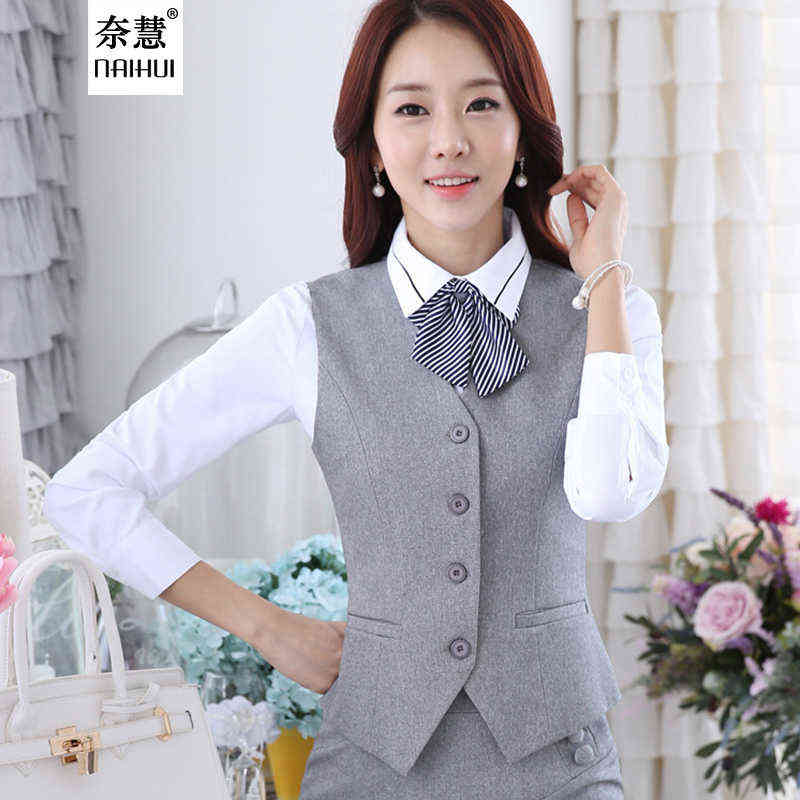 Lenshin Women Elegant OL Waistcoat Vest Gilet V-Neck Business Career Ladies Tops office Formal Work Wear Outerwear 211120